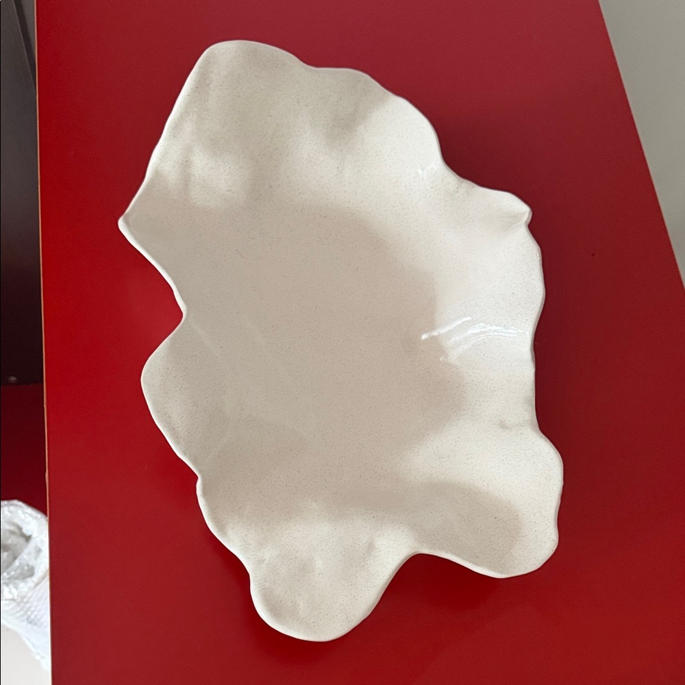 White Organic-Shaped Decorative Ceramic Bowl -